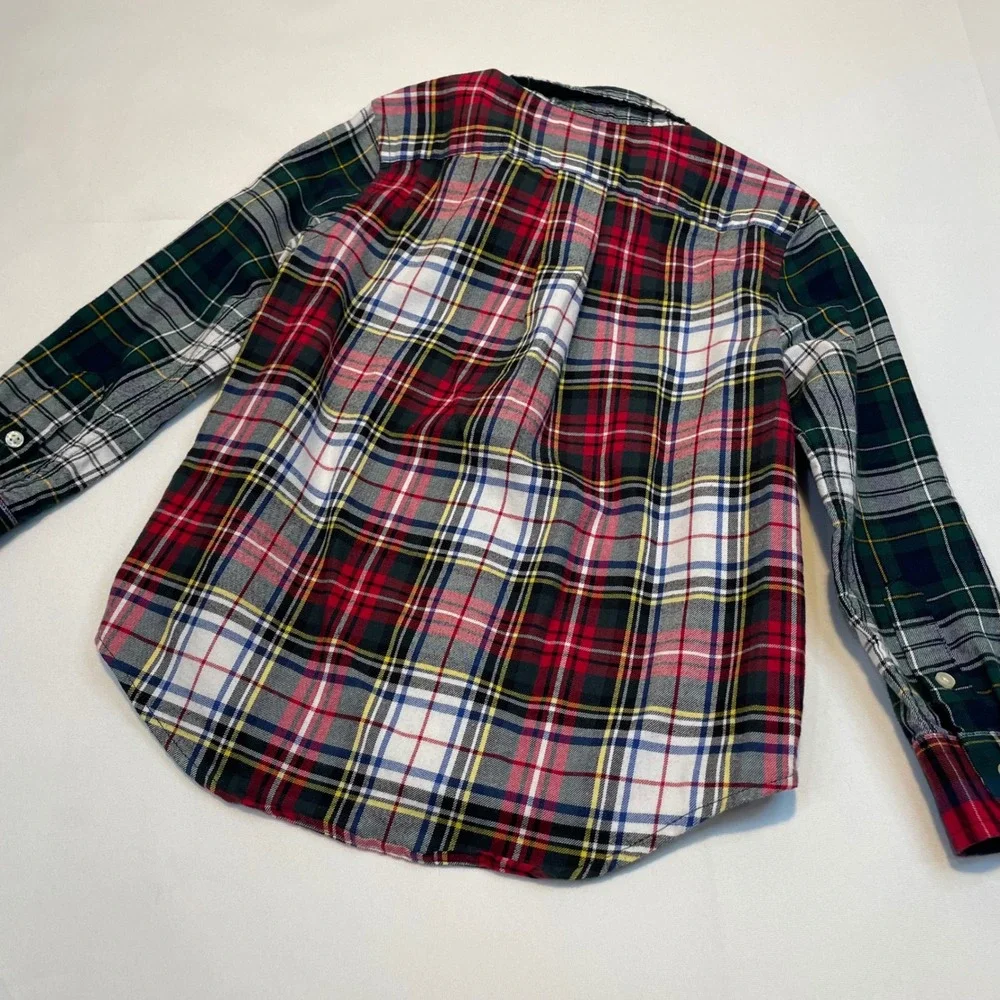 Polo Ralph Lauren Kids Plaid Patchwork Button‎ Down Shirt Long Sleeve Size 5